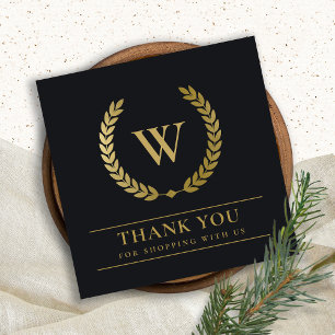 GULD LAUREL WREATH INITIATIV LOGOTYP AFFESS TACK FYRKANTIGT VISITKORT