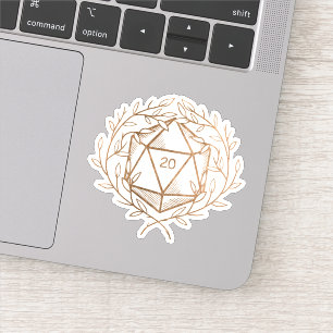 Guld Laurels D20 Dice Fantasy Game Master Klistermärken