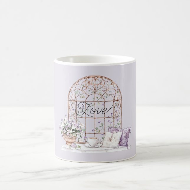 Guld Lavendel Blommig Kärlek Kaffemugg (Center)