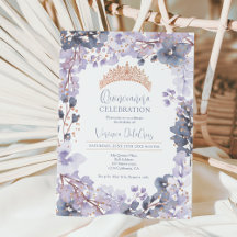 Guld lavender blommigt tiara princess Quinceanera