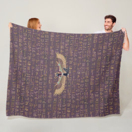 Guld Lavender Egyptiska prinsessan Hieroglyph Fleecefilt