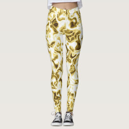 Guld Leggings Guld Snyggt Mönster Leggings