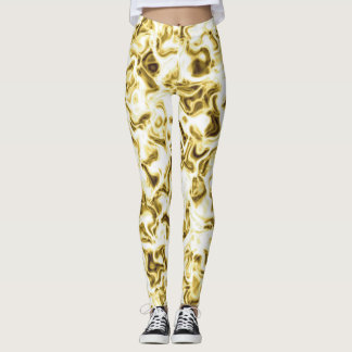 Guld Leggings Guld Snyggt Mönster Leggings