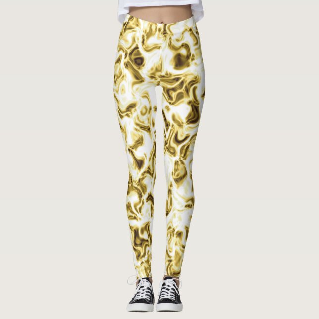 Guld Leggings Guld Snyggt Mönster Leggings (Framsida)