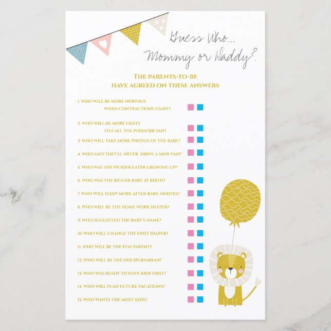 Guld Lejon Gissa vem Mamma/babybabystöld (Framsida)