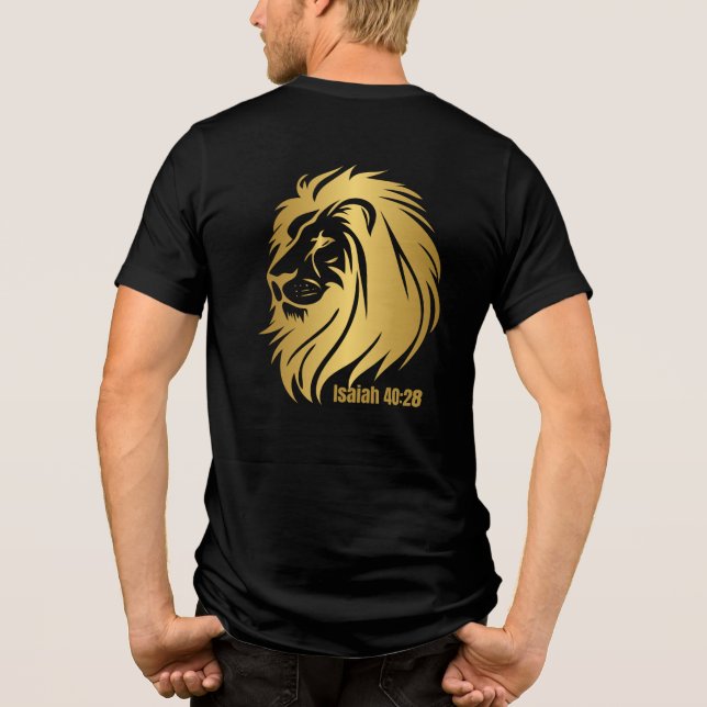 Guld Lejon om Judah Isaiah 40:28 Christian T Shirt (Baksida)