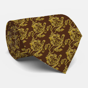 Guld Lejon på choklad brun Slips