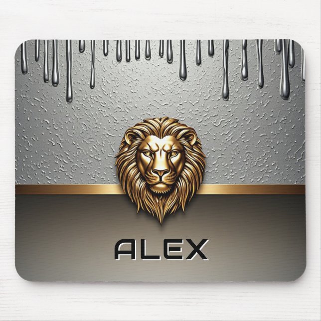 Guld Lejon Relief Med Metallisk Textur 🦁 Musmatta (Framsidan)