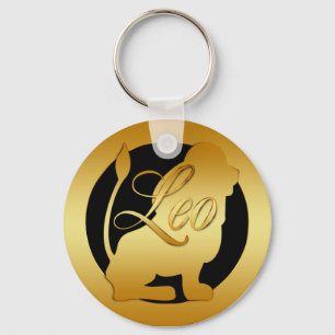 GULD- LEO ZODIAC UNDERTECKNAR NYCKELRING