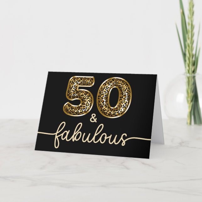 Guld Leopard 50 och fantastisk svart Kort (Framsida)