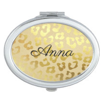 Guld Leopard Animal Print compact spegel