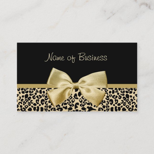 Guld Leopard Bow Butik Visitkort (Framsida)