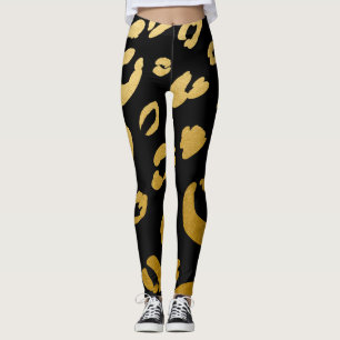 Guld Leopard Gepard Vilda Djurtryck Chic Leggings