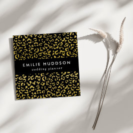 Guld Leopard, Guld Glitter, Leopard Mönster Fyrkantigt Visitkort