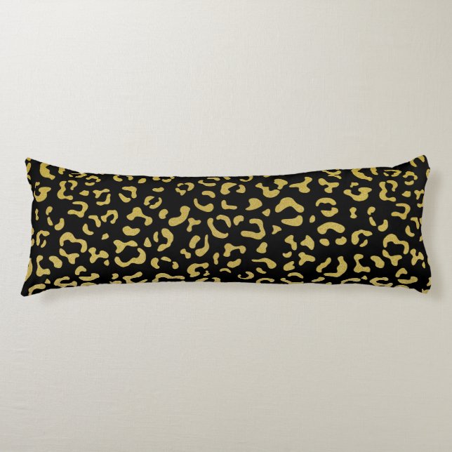 Guld Leopard, Guld Glitter, Leopard Mönster Kroppskudde (Framsidan)