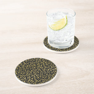 Guld Leopard, Guld Glitter, Leopard Mönster Underlägg