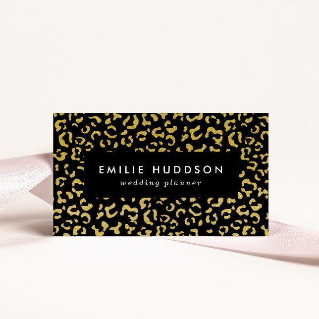 Guld Leopard, Guld Glitter, Leopard Mönster Visitkort (Skapare uppladdad)
