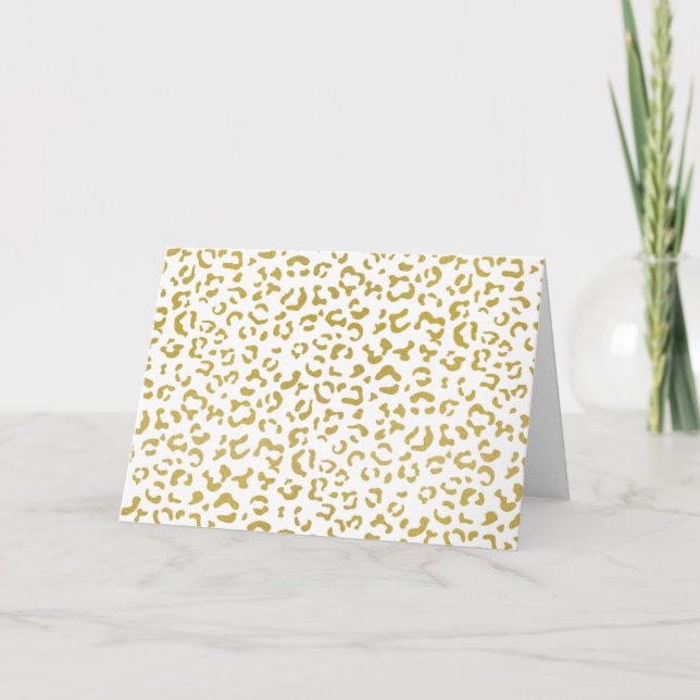 Guld Leopard, Guld Glitter, Leopard Print Kort (Framsida)