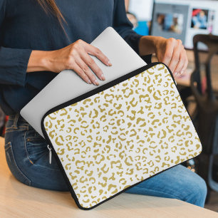 Guld Leopard, Guld Glitter, Leopard Print Laptop Fodral