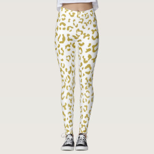 Guld Leopard, Guld Glitter, Leopard Print Leggings