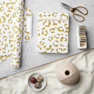 Guld Leopard, Guld Glitter, Leopard Print Presentpapper