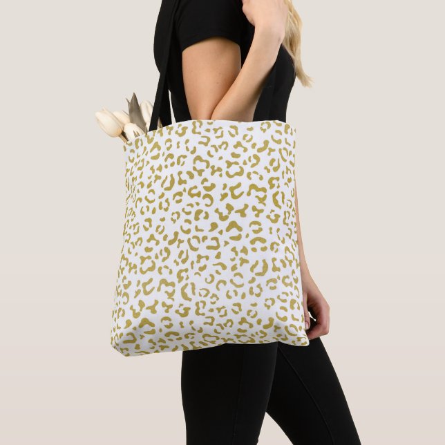 Guld Leopard, Guld Glitter, Leopard Print Tygkasse (Närbild)