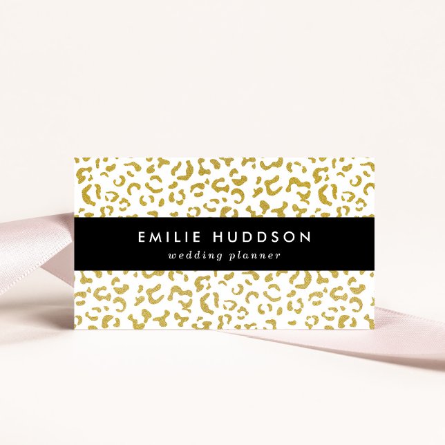 Guld Leopard, Guld Glitter, Leopard Print Visitkort (Skapare uppladdad)