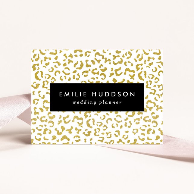 Guld Leopard, Guld Glitter, Leopard Print Visitkort (Skapare uppladdad)
