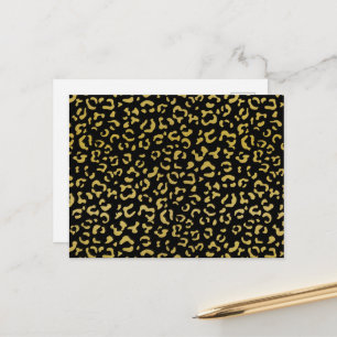 Guld Leopard, Guld Glitter, Leopardmönster Vykort