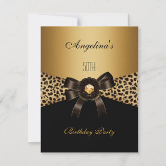 Guld Leopard Kaffe Brun Svart 50-årsdag Inbjudningar