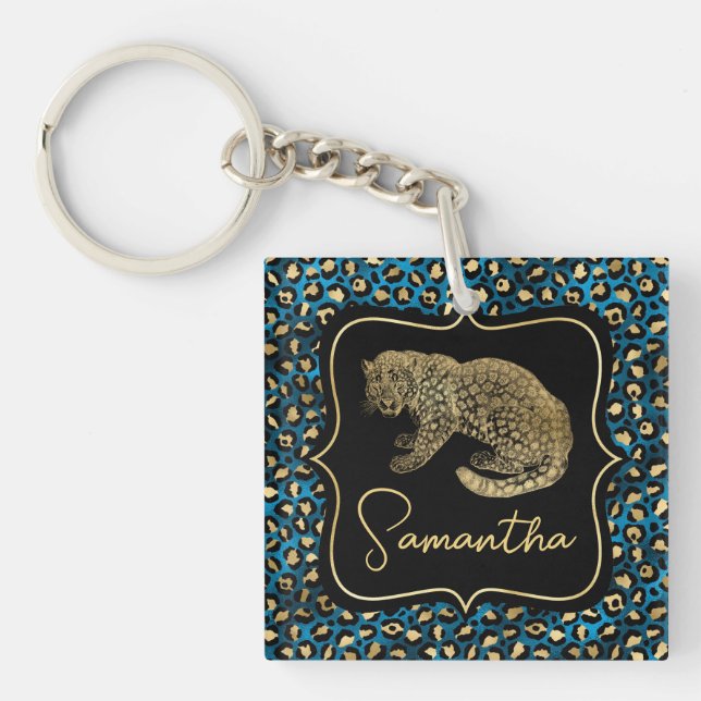 Guld Leopard och Blå Leopardtryck (Framsidan)