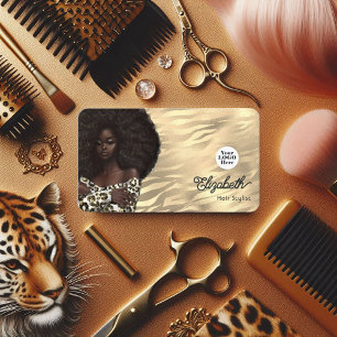 Guld Leopard och Tiger African Hair Salon Visitkort