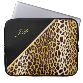 Guld Leopard Print, Black & Guld Laptop sleeve