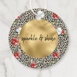 Guld Leopard Print Blommigt personlig Citat Gåvor Etiketter