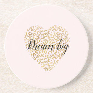 Guld Leopard Print Heart Underlägg