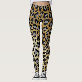 Guld Leopard Print Leggings 