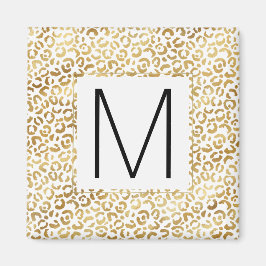 Guld Leopard Print Monogram Magnet
