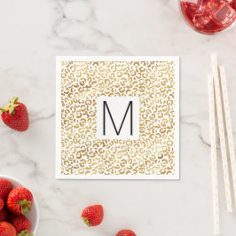 Guld Leopard Print Monogram Pappersservett