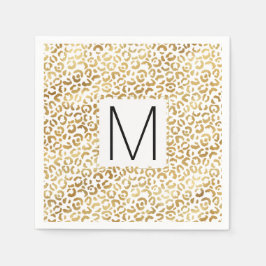 Guld Leopard Print Monogram Pappersservett