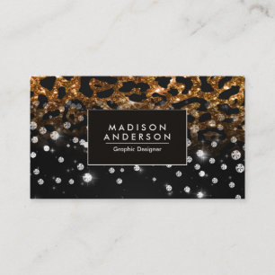 Guld Leopard Print och Glitter Visitkort