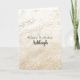 Guld Leopard Skriv ut Khaki Cream Beige Watercolor Kort