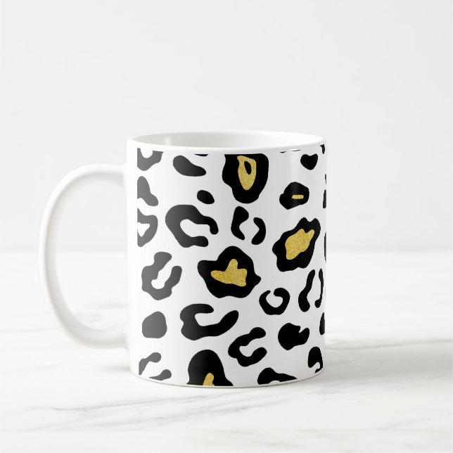 Guld leopard, sömlös mönster. kaffemugg (Vänster)