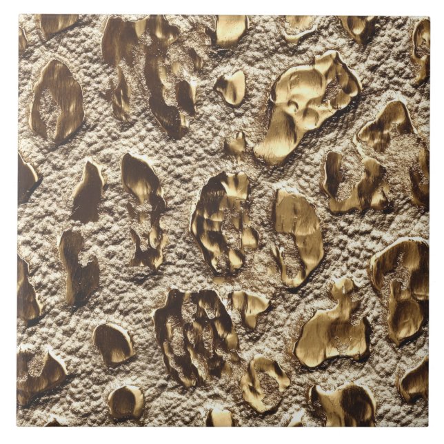 Guld Leopard, spistor av metalldjur Kakelplatta (Framsidan)