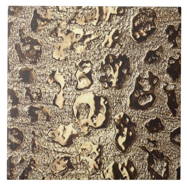 Guld Leopard, spistor av metalldjur Kakelplatta (Framsidan)