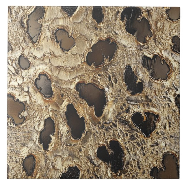 Guld Leopard, spistor av metalldjur Kakelplatta (Framsidan)