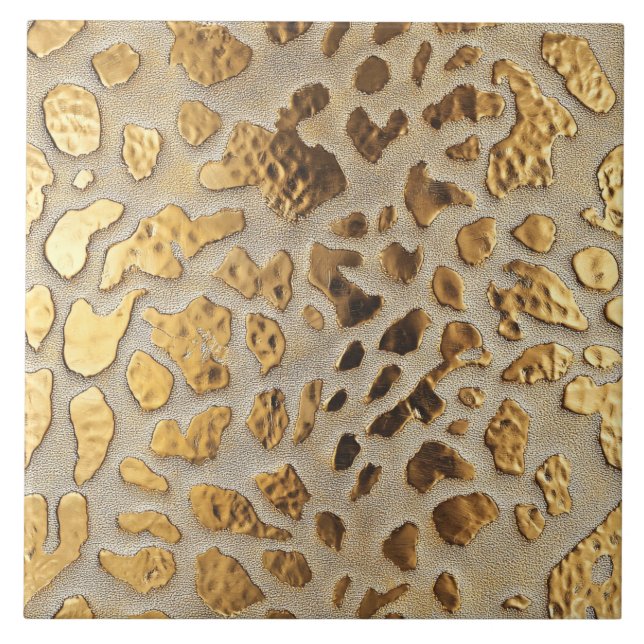 Guld Leopard, spistor av metalldjur Kakelplatta (Framsidan)