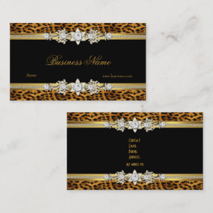Guld Leopard Svart Diamant Juvel Utseende Bild Visitkort