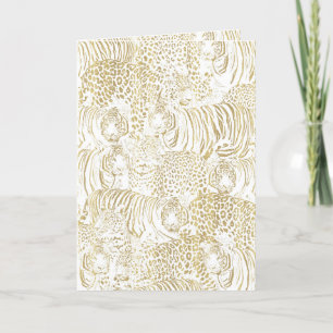 Guld Leopard Tiger Animals Helgkort