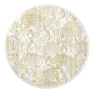 Guld Leopard Tiger Animals Knopp