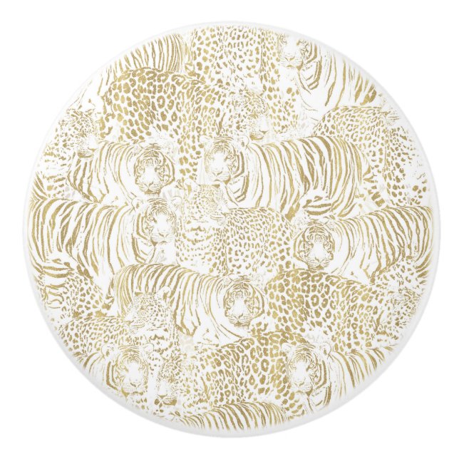 Guld Leopard Tiger Animals Knopp (Framsidan)